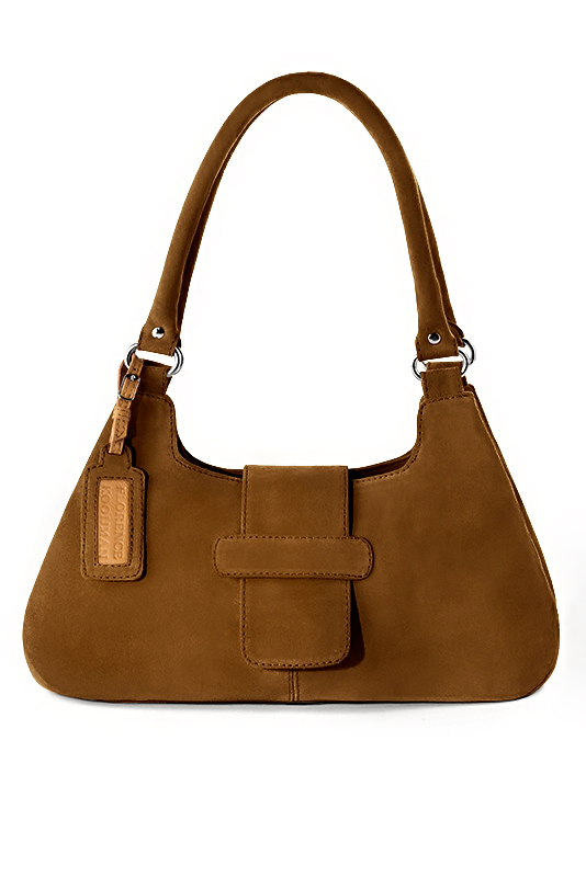 Dress handbag in caramel brown leather - Top view